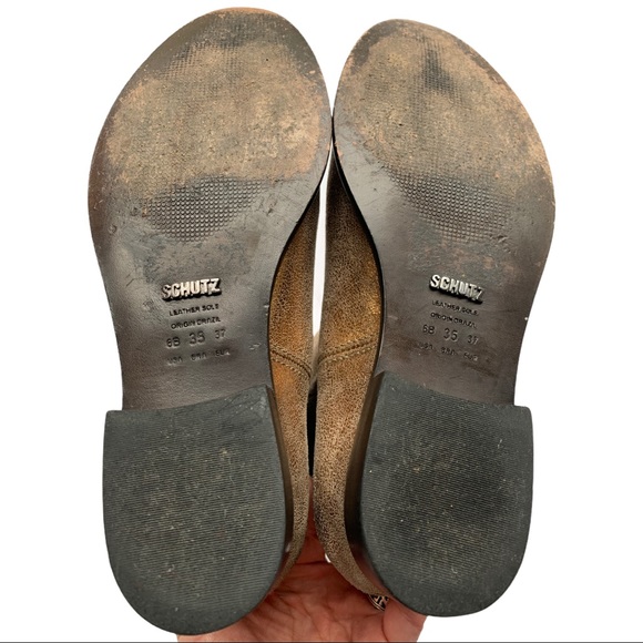 Schutz Metallic Gold Short Booties Size 6 - Picture 7 of 7